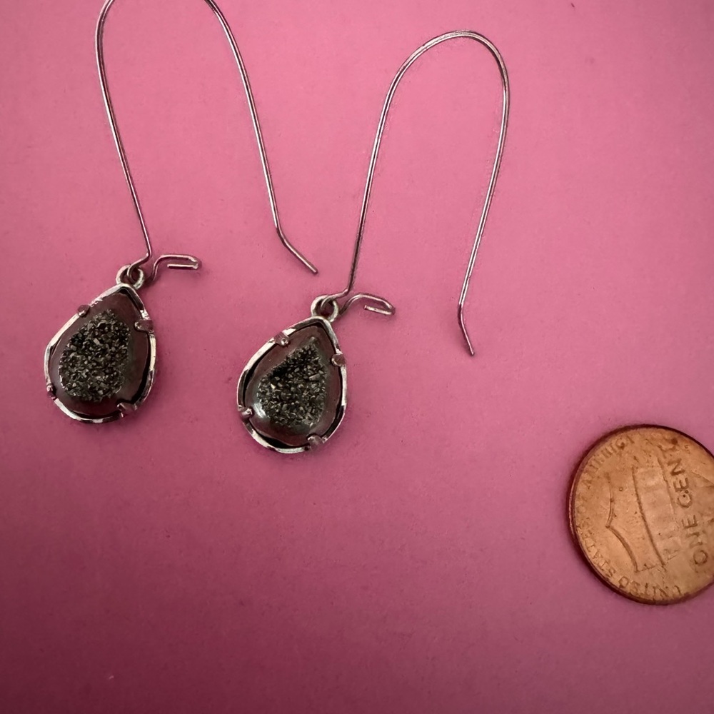 Kendra Scott Gunmetal and Silver Drop Earrings - Picture 2 of 3